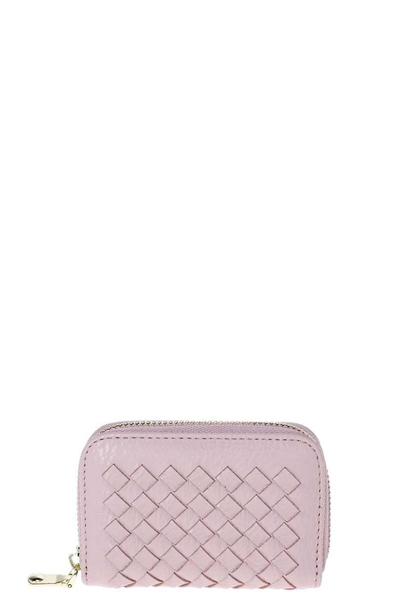 Stylish Zip Around Multi Slots Braided Card Case