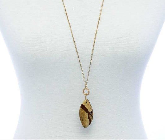 Fashion Oval Stone Pendant Long Necklace