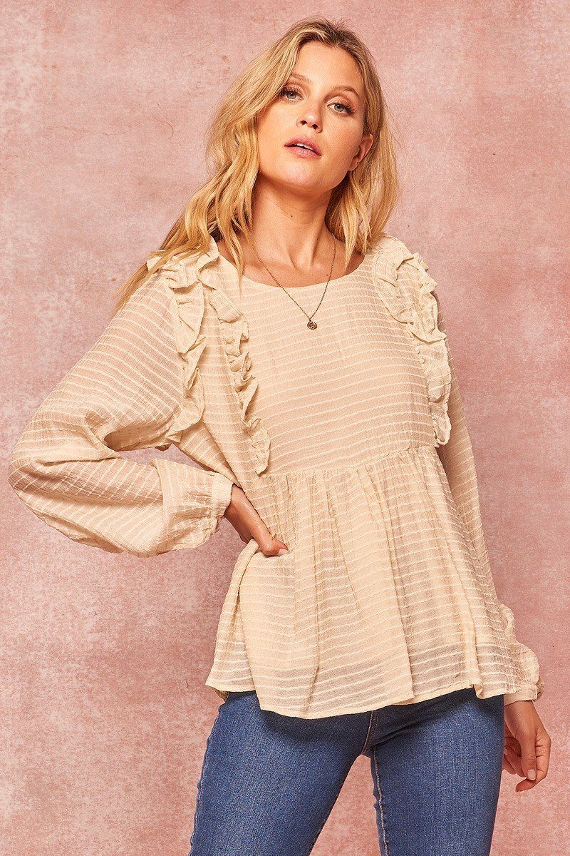 A Semi-sheer Striped Woven Top