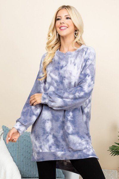 Ultra Cozy Tie Dye French Terry Brush Oversize Casual Pullover