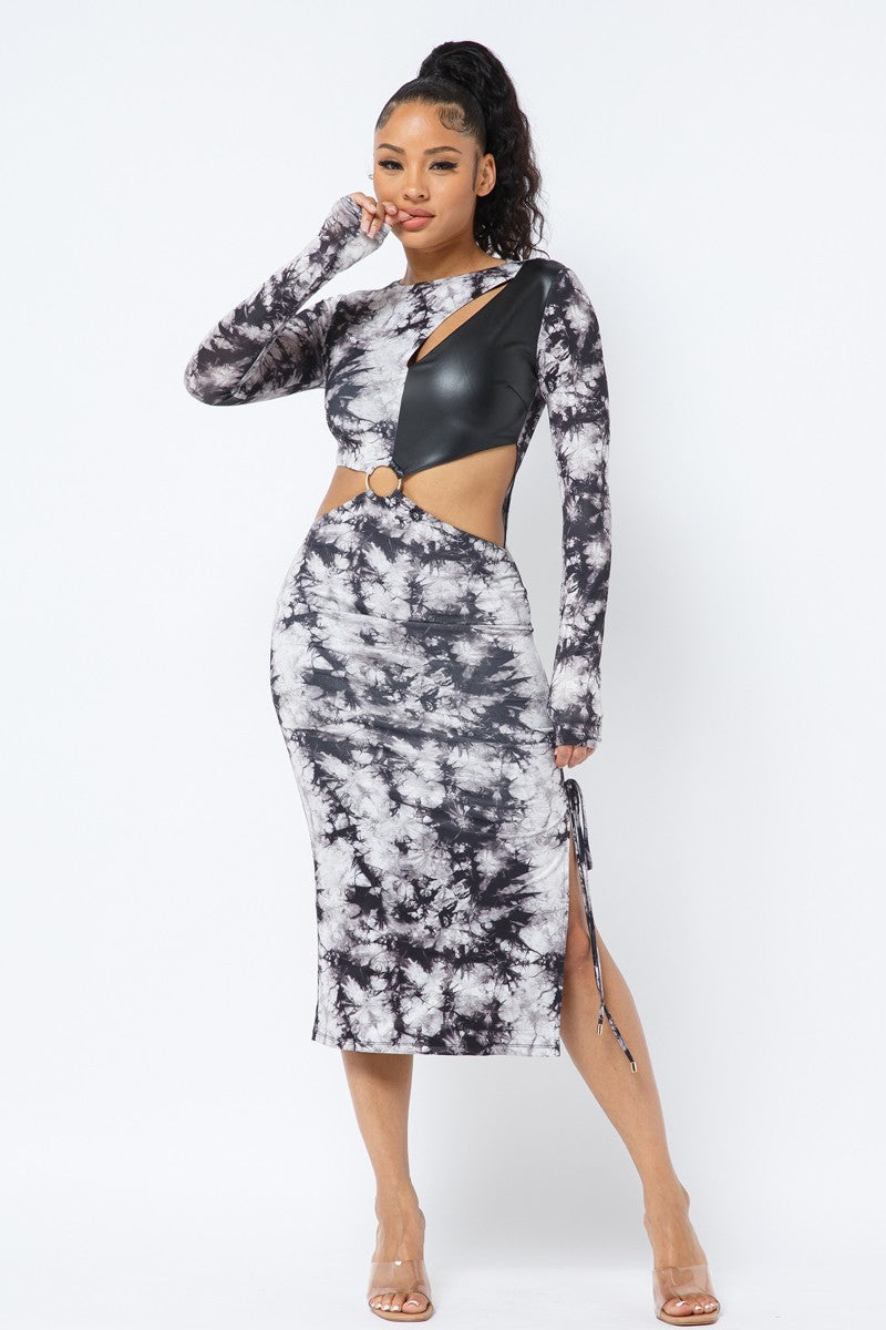 Tie Dye Long Sleeve Midi Dress