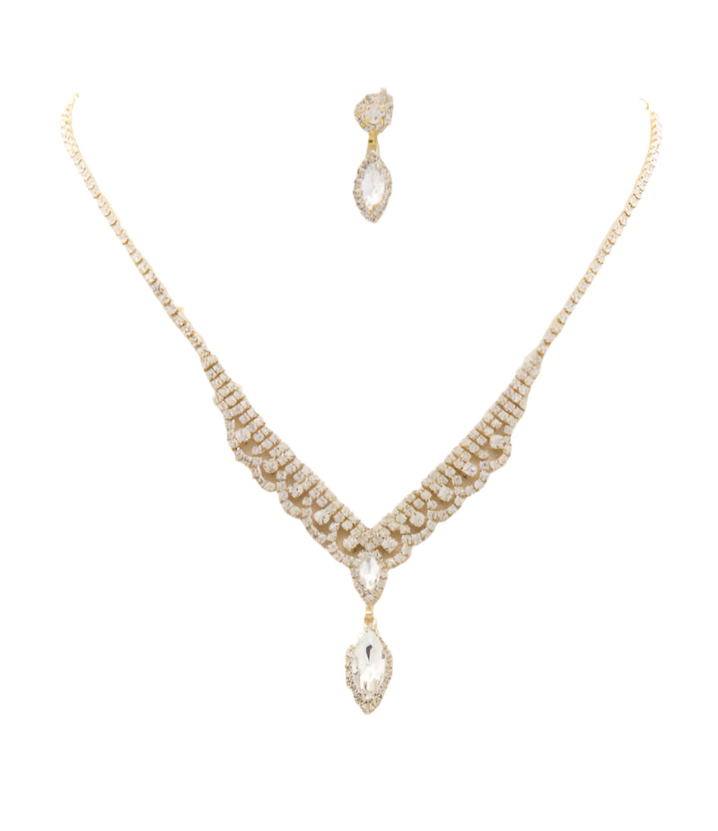 Marquise Shape Rhinestone Necklace