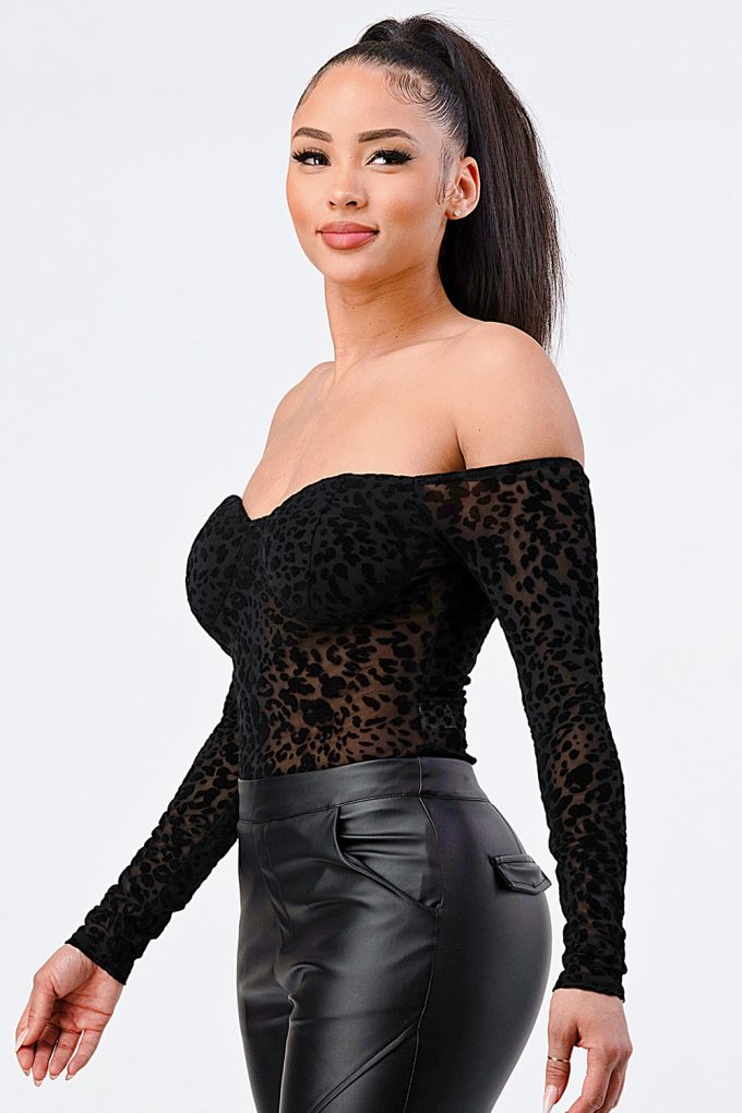 Leopard Print Off Shoulder Bodysuit