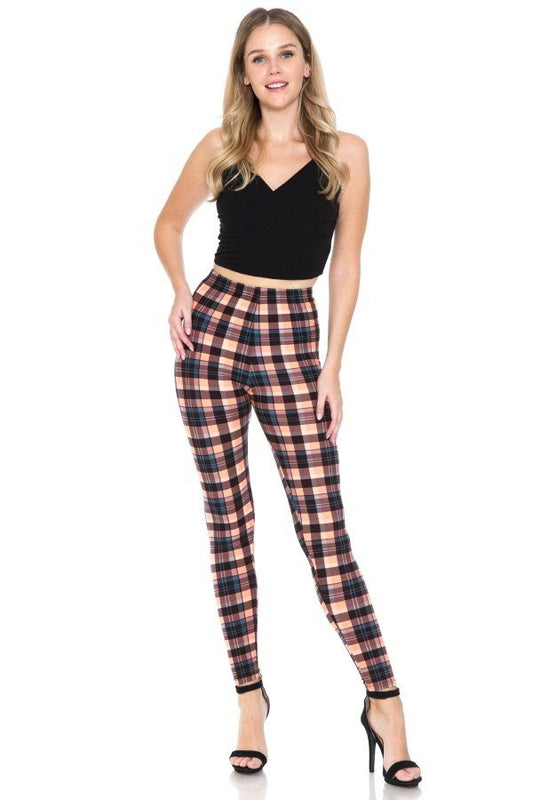 Multi Printed, High Waisted, Leggings With An Elasticized Waist Band