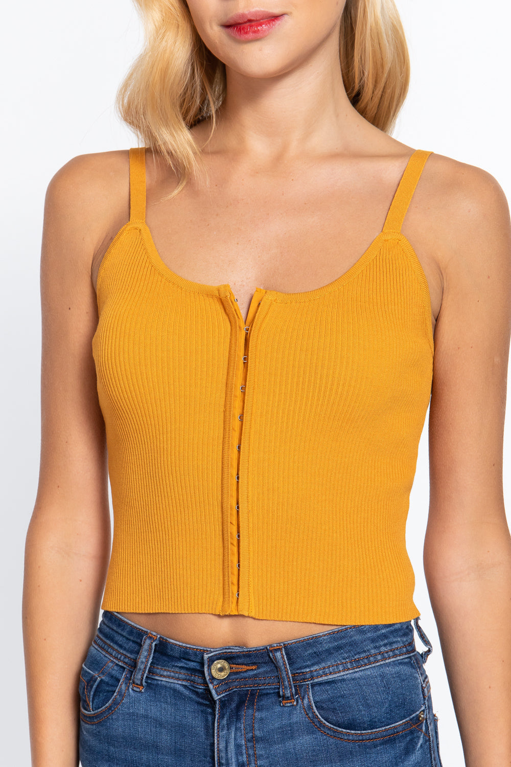 Front Closure With Hooks Sweater Cami Top