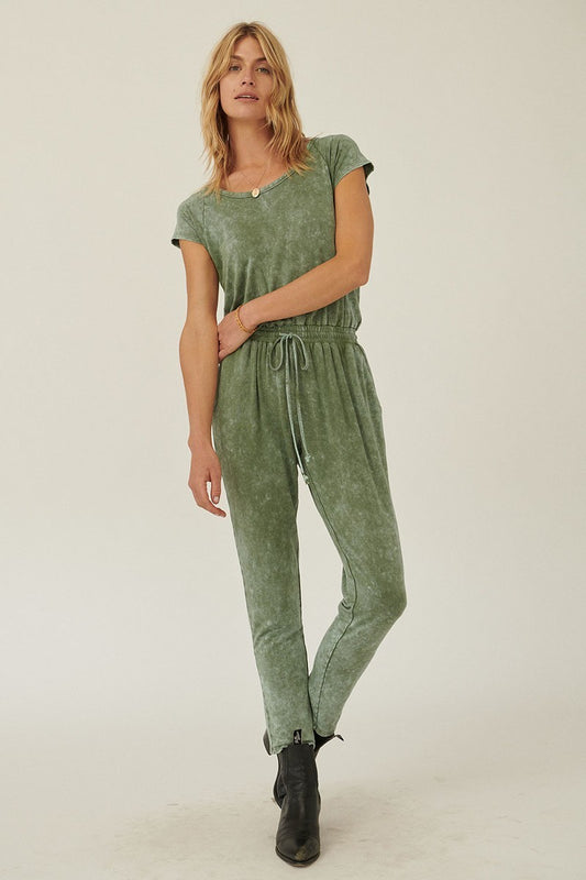 Mineral Washed Finish Knit Jumpsuit