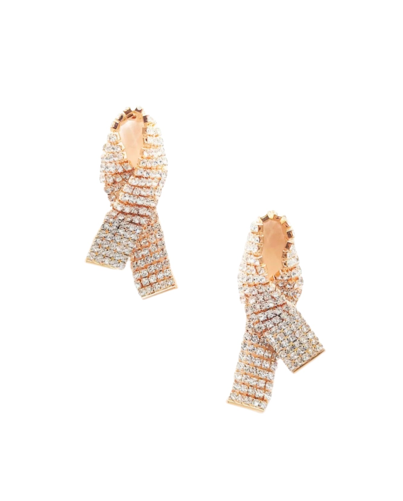 Rhinestone Awarness Bow Earring