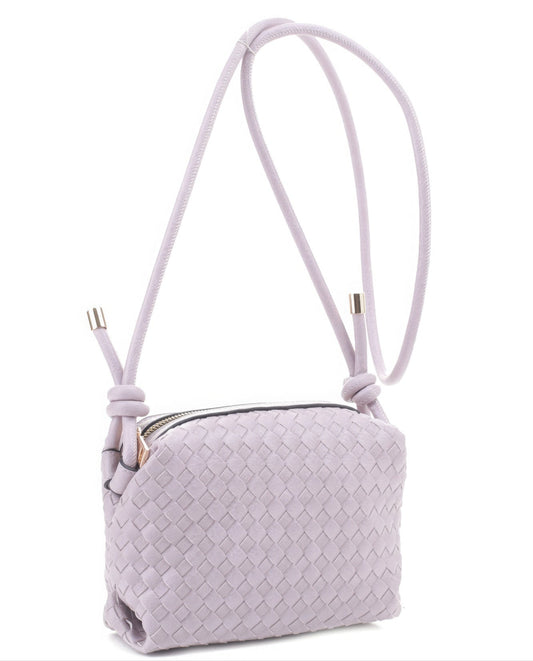 Braid Texture Zipper Crossbody Bag