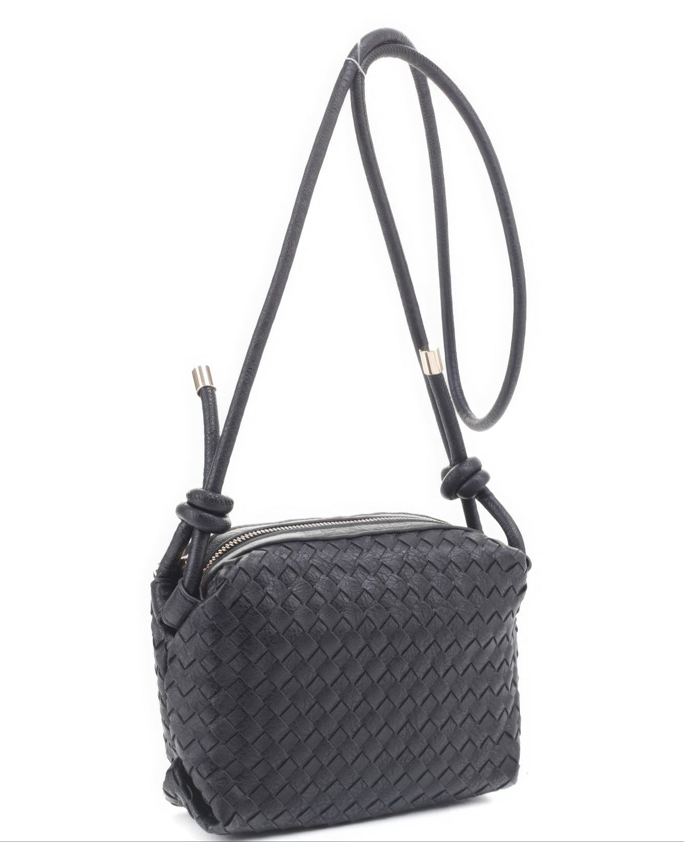 Braid Texture Zipper Crossbody Bag