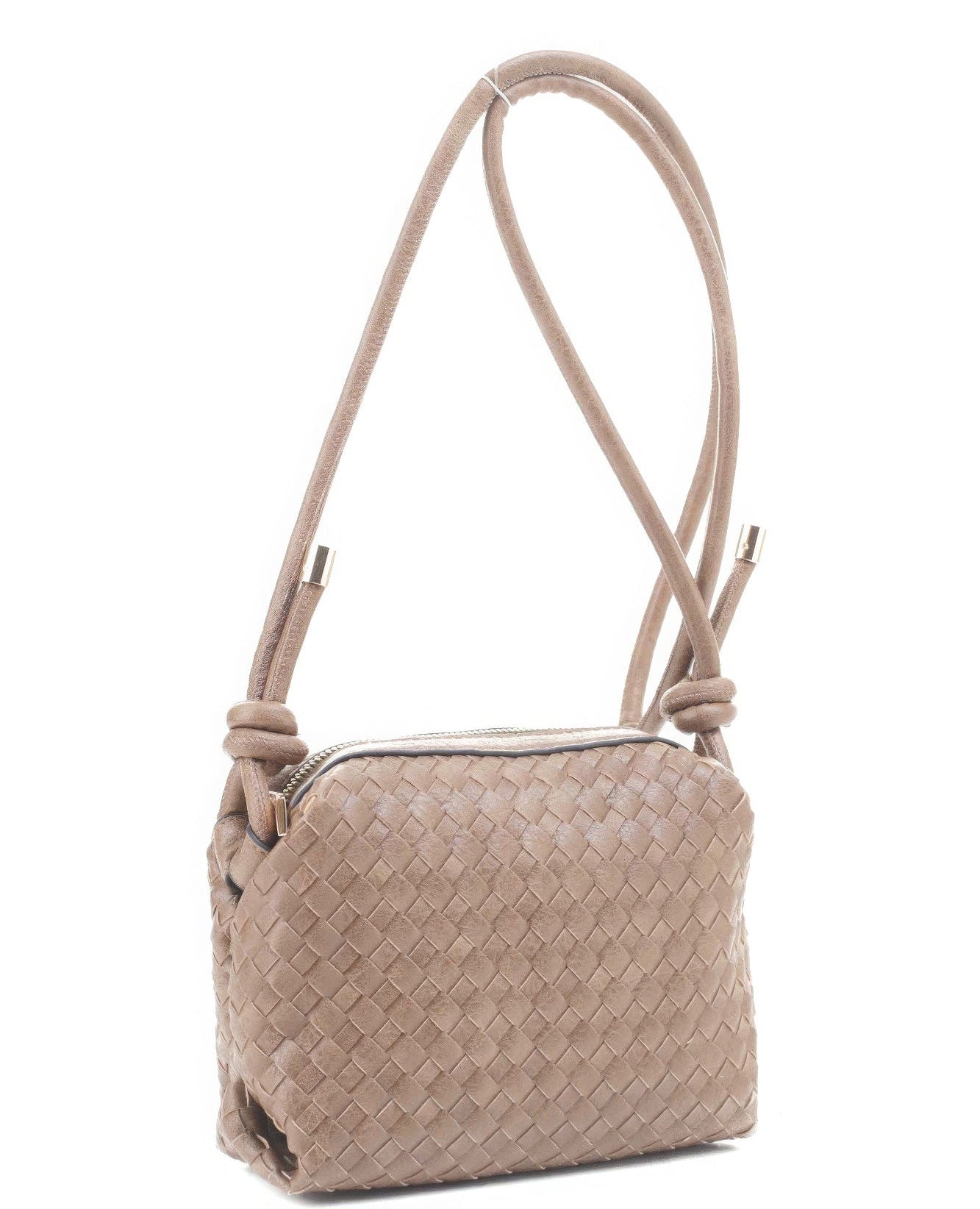 Braid Texture Zipper Crossbody Bag