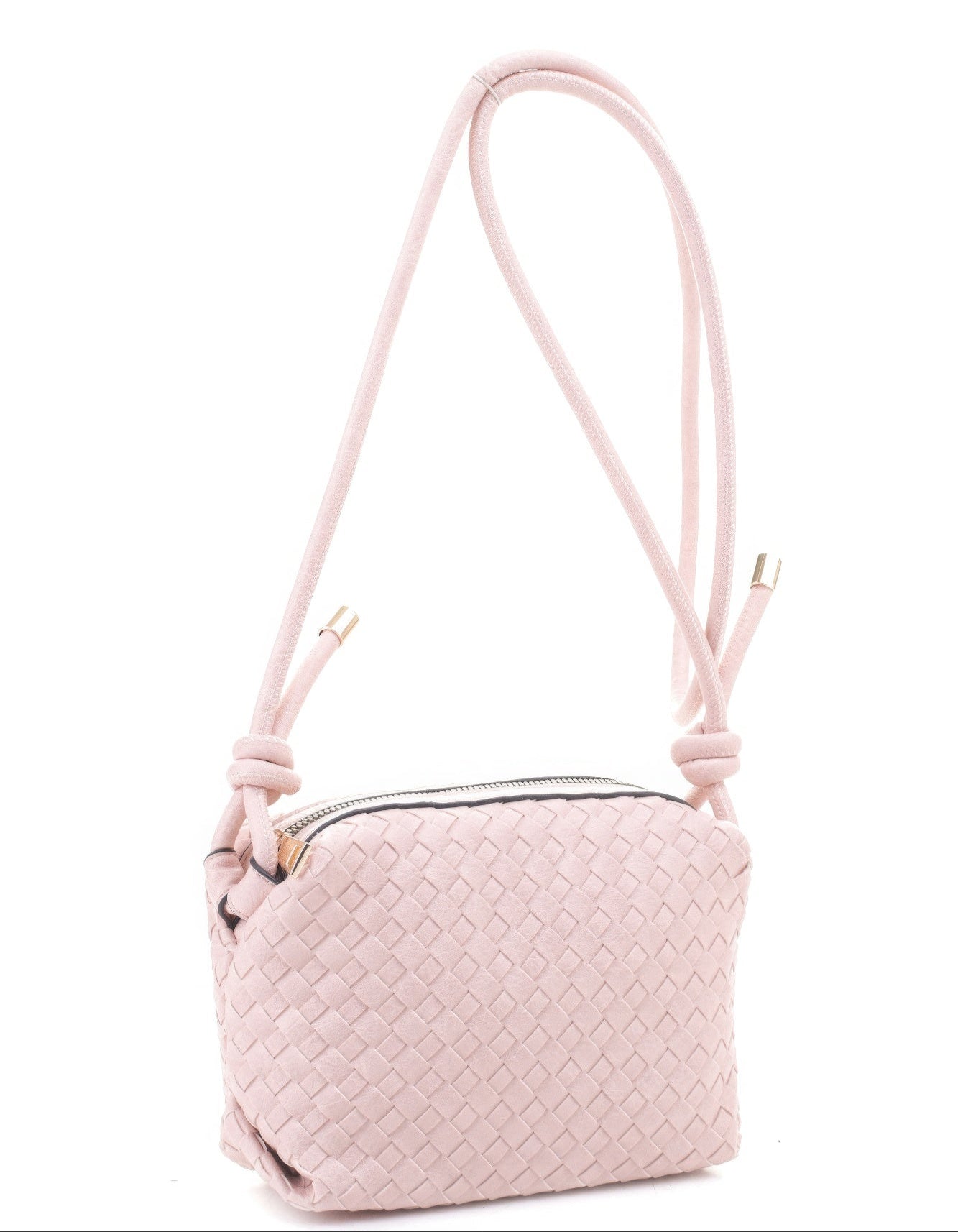 Braid Texture Zipper Crossbody Bag