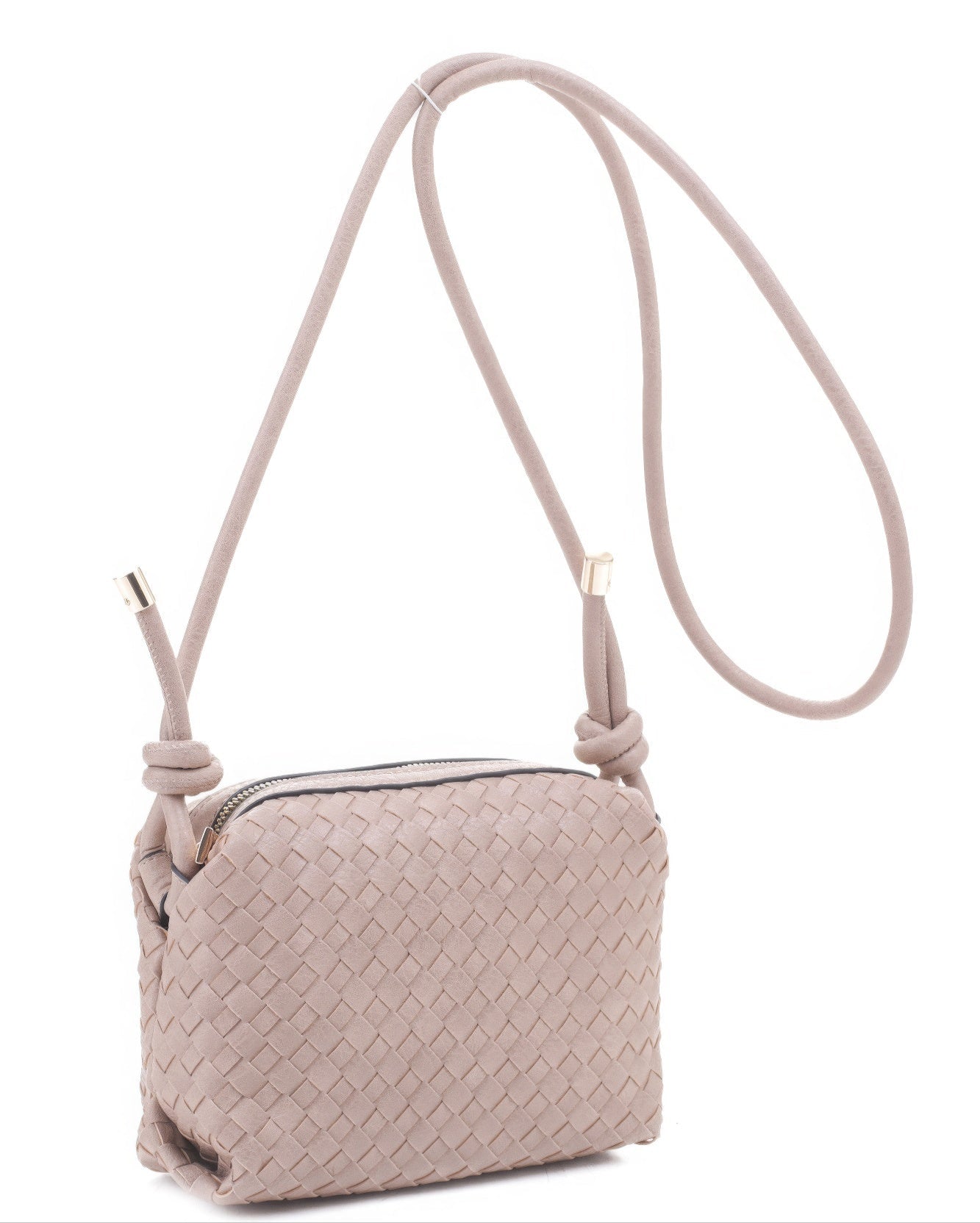 Braid Texture Zipper Crossbody Bag