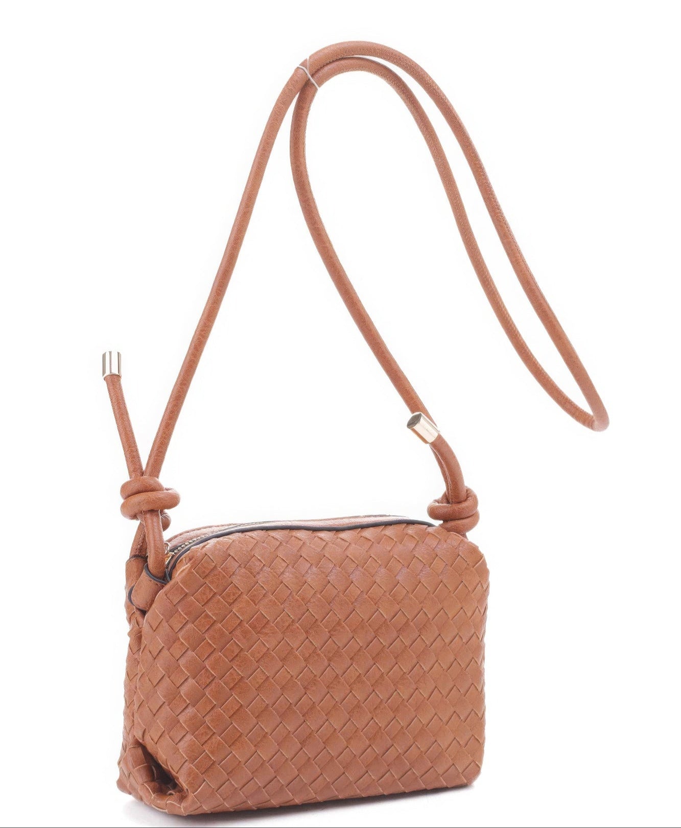 Braid Texture Zipper Crossbody Bag