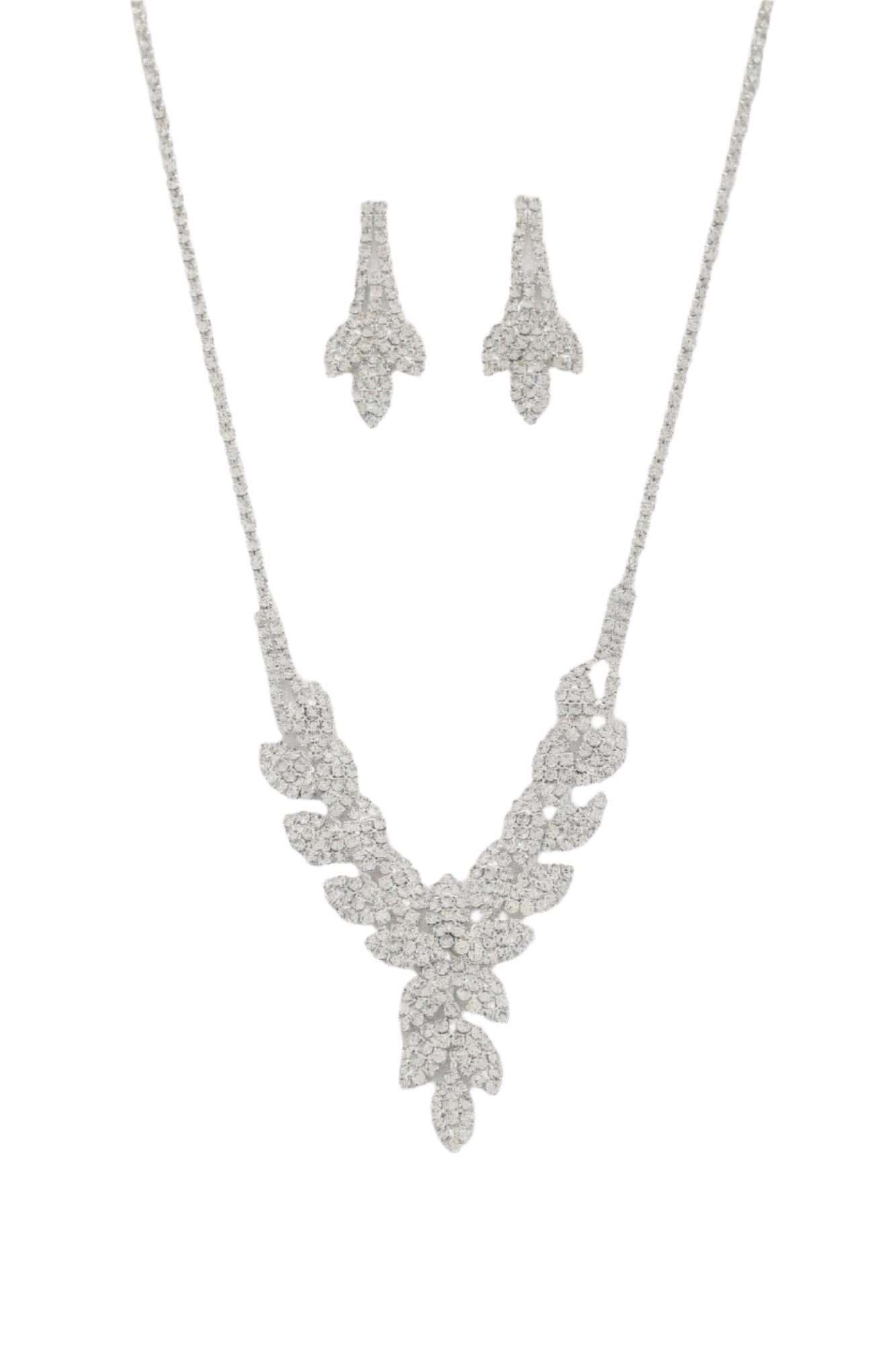 Leaf Pattern Crystal Necklace