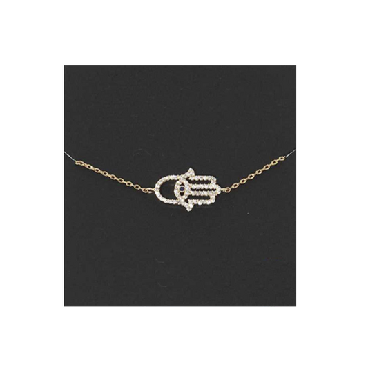 Gold Rhodium Dipped Hamsa Pendant Bracelet