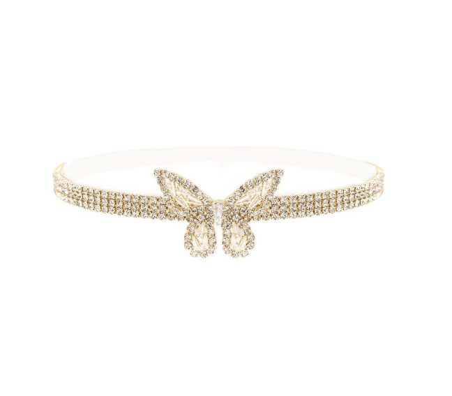 Cubic Zirconia Butterfly Charm Choker Necklace