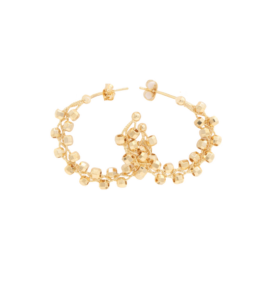 Sodajo Beaded Open Hoop Gold Dipped Earring