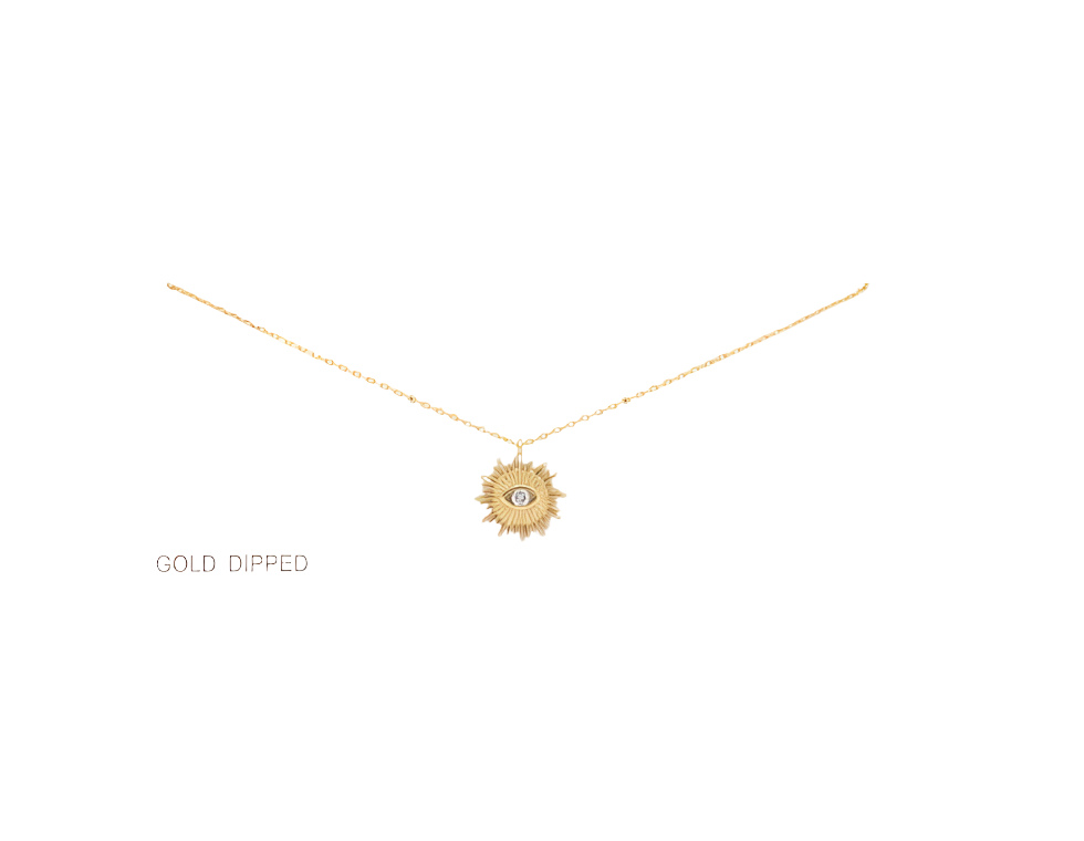 Evil Eye Sun Charm Gold Dipped Necklace