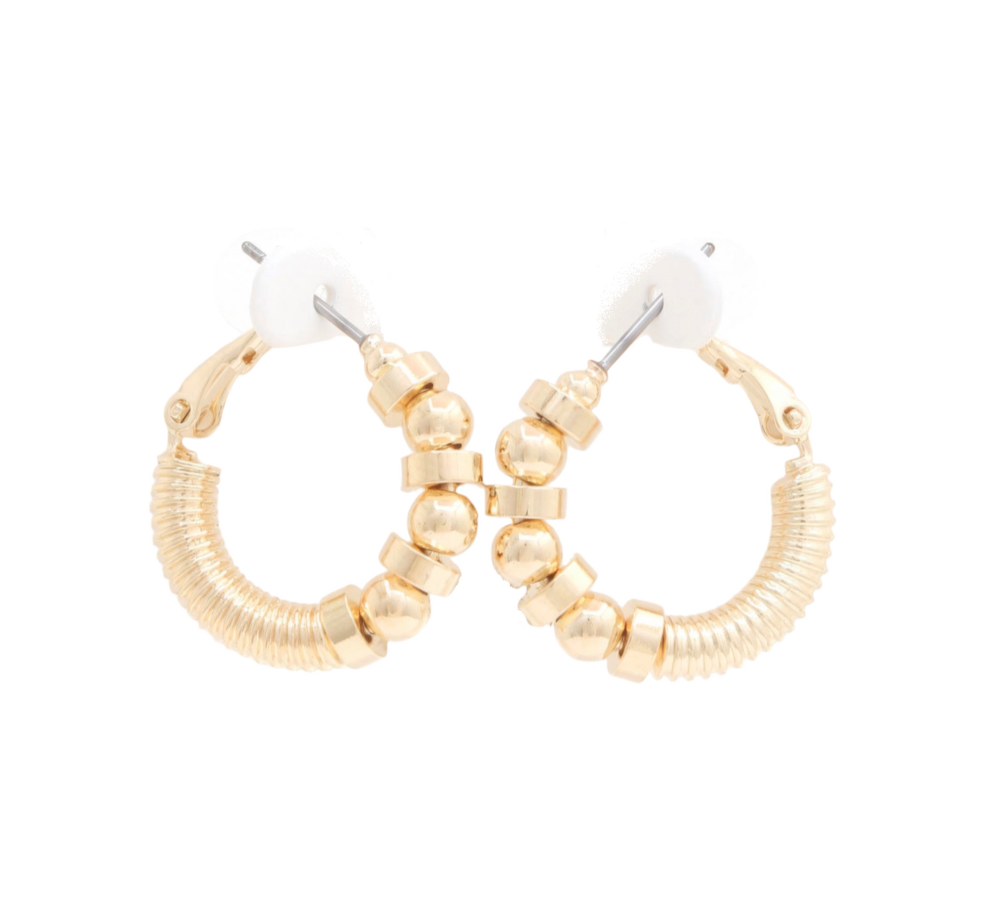 Sodajo Ball Bead Link Gold Dipped Hoop Earring